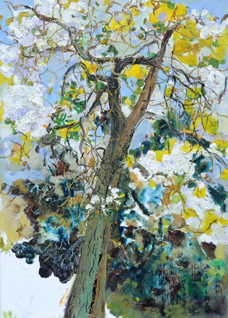 2012-8布面油画50cmx80cm花树